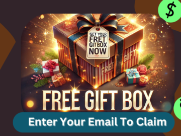 Free Gift Box giveaway promotional image with ribbon and package