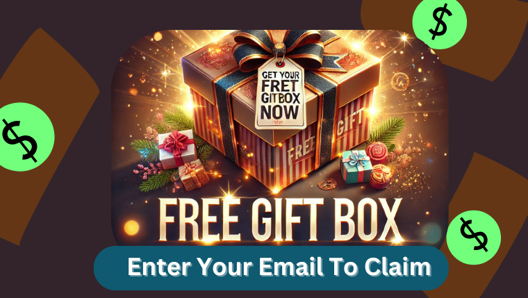 Free Gift Box giveaway promotional image with ribbon and package